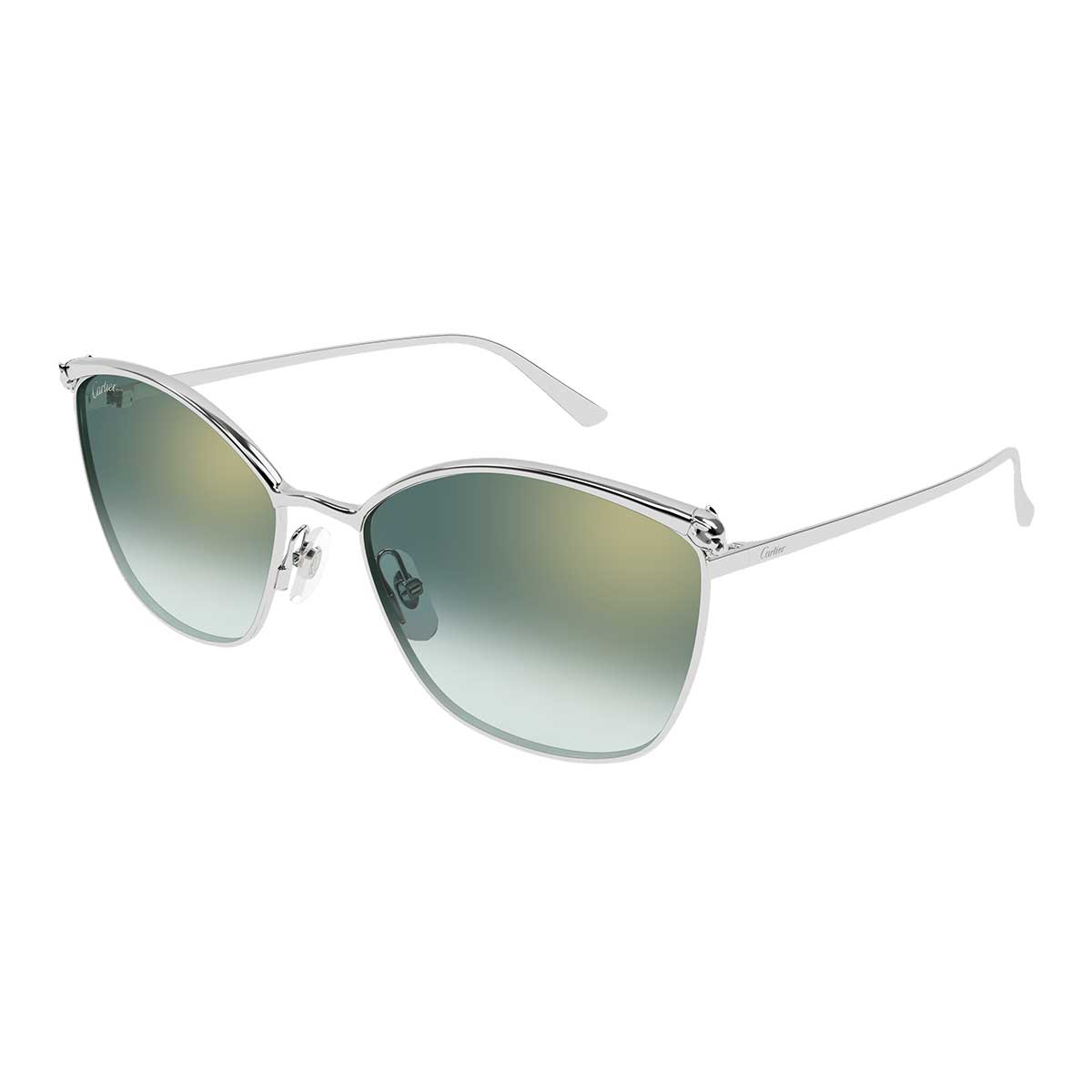 Cartier Occhiali da Sole CT0595S 003 Argento/Verde Donna