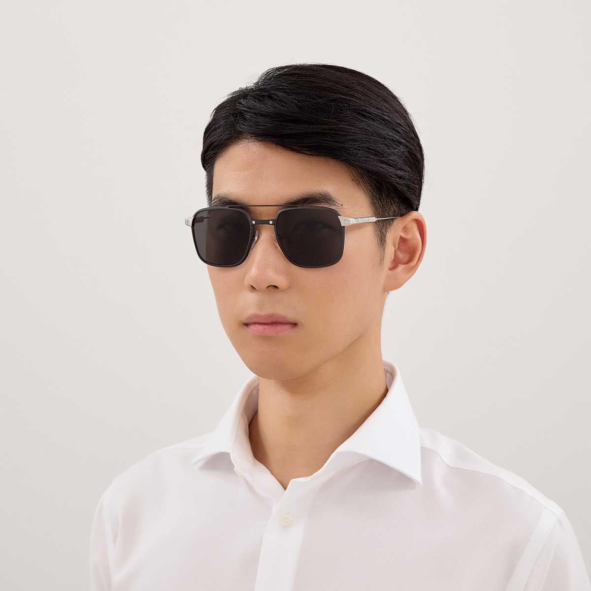 Cartier Occhiali da Sole CT0610S 001 NeroArgento/Grigio Fumo Uomo