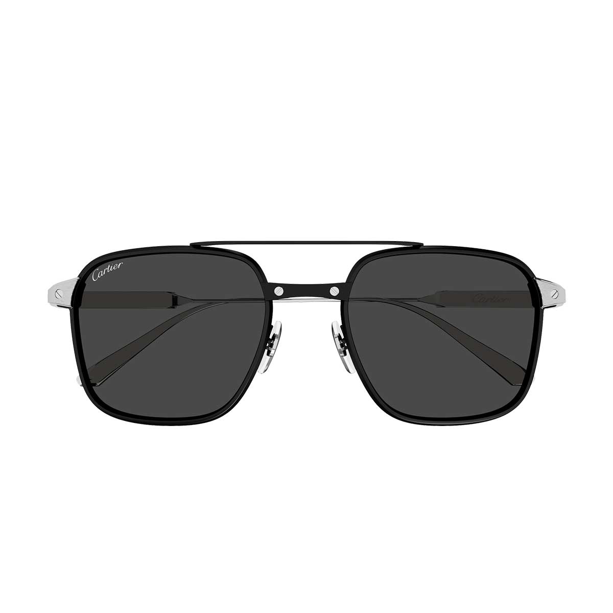 Cartier Occhiali da Sole CT0610S 001 NeroArgento/Grigio Fumo Uomo