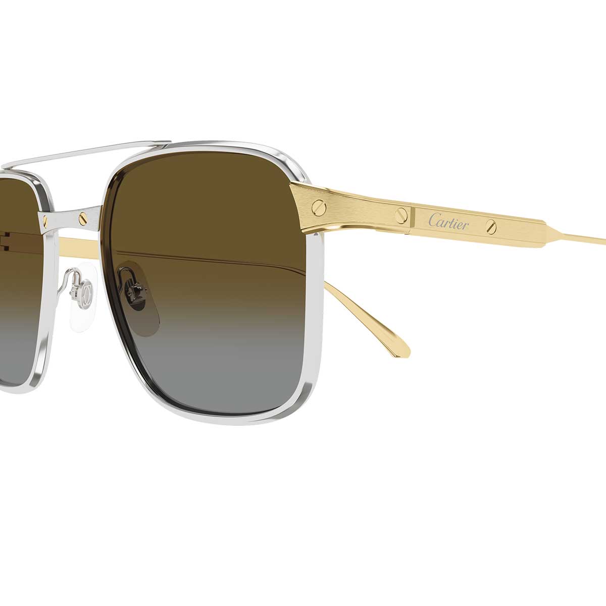 Cartier Occhiali da Sole CT0610S 003 ArgentoOro/Marrone Uomo