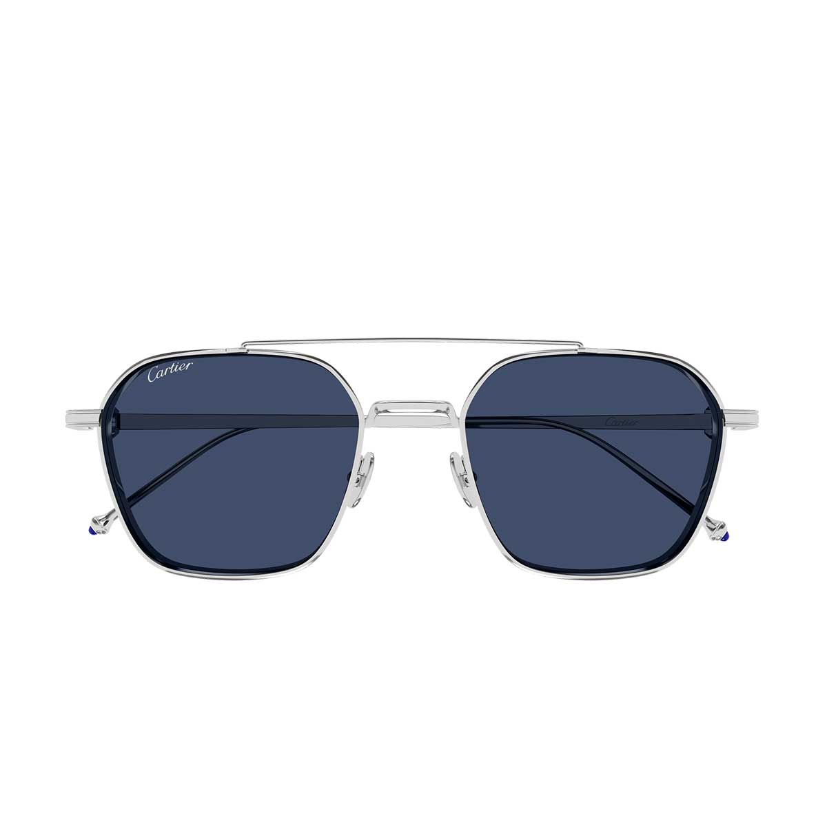 Cartier Occhiali da Sole CT0618S 002 Argento/Blu Uomo