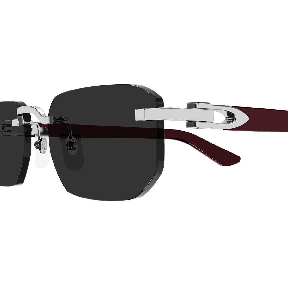 Cartier Occhiali da Sole CT0622S 002 ArgentoBurgundy/Grigio Fumo Uomo