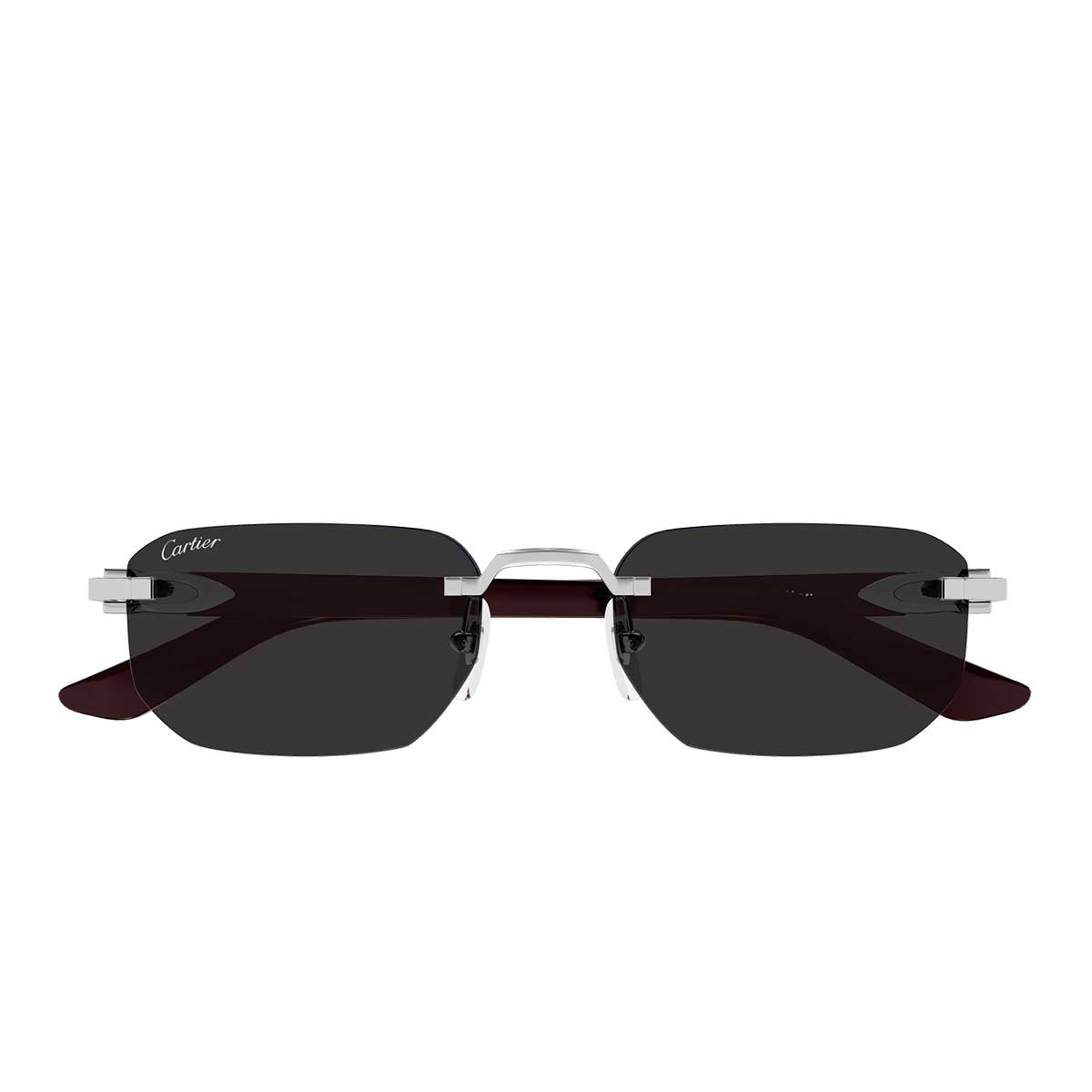 Cartier Occhiali da Sole CT0622S 002 ArgentoBurgundy/Grigio Fumo Uomo