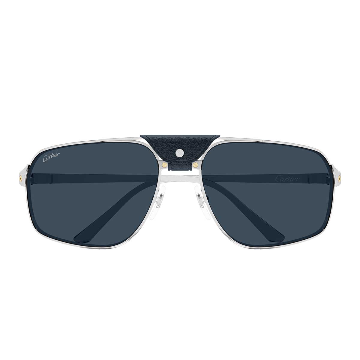 Cartier Occhiali da Sole CT0651S 002 Argento/Blu Uomo