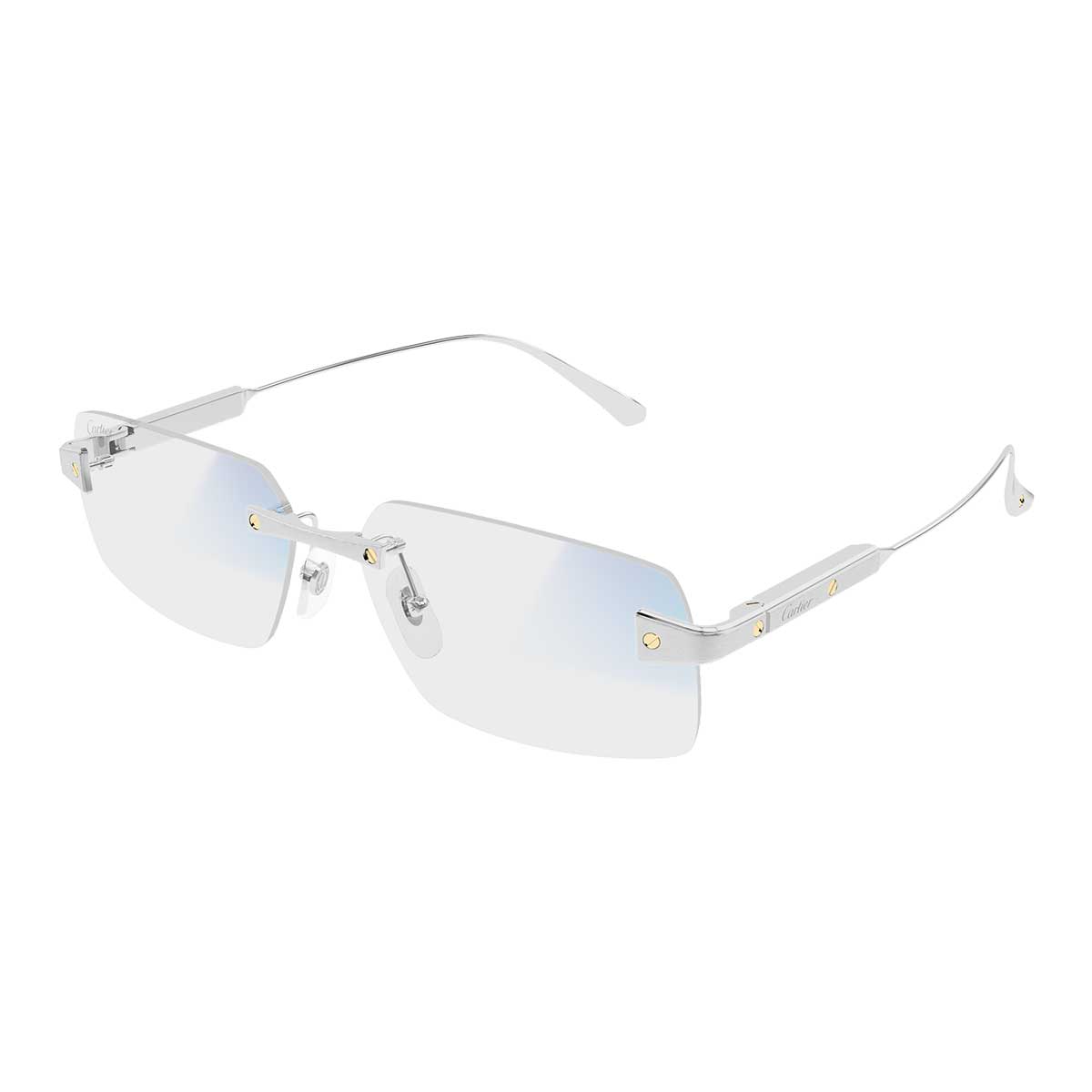 Cartier Occhiali da Sole CT0655S 001 Argento/Trasparente Uomo Fotocromatici