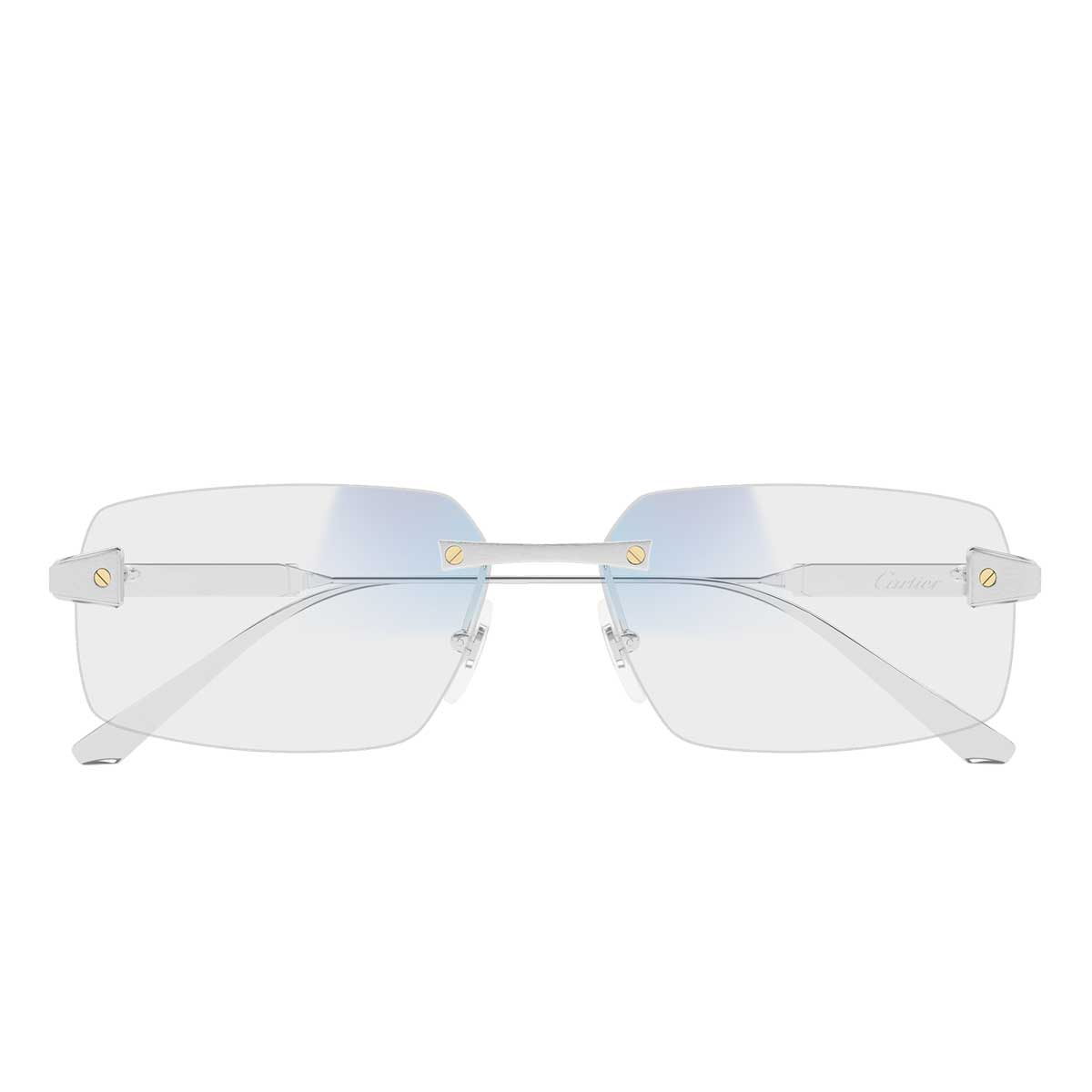 Cartier Occhiali da Sole CT0655S 001 Argento/Trasparente Uomo Fotocromatici