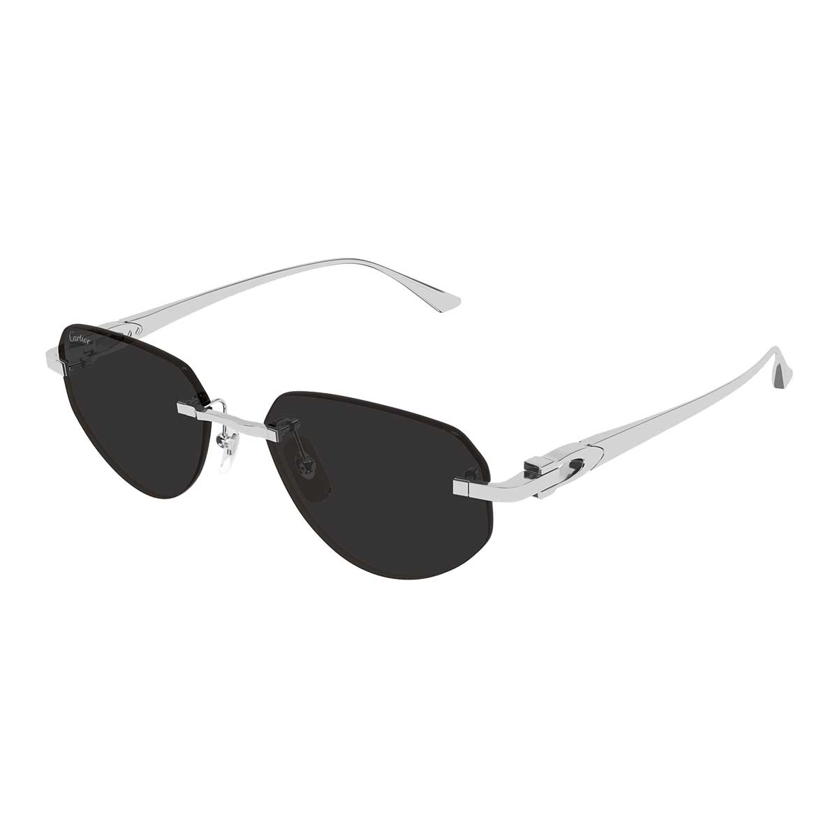 Cartier Occhiali da Sole CT0661S 003 Argento/Grigio Uomo 2