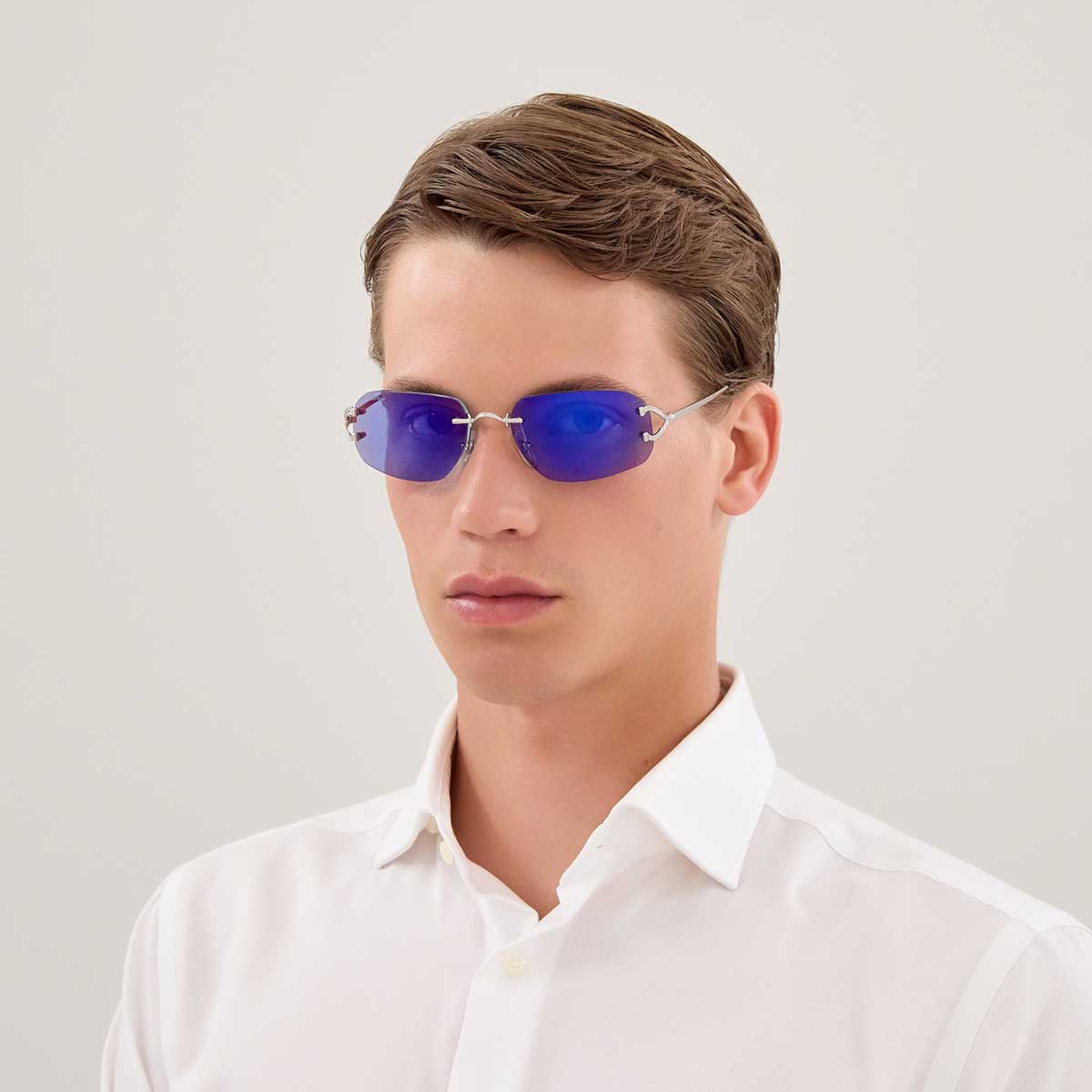 Cartier Occhiali da Sole CT0663S 004 Argento/Azzurro Unisex 4