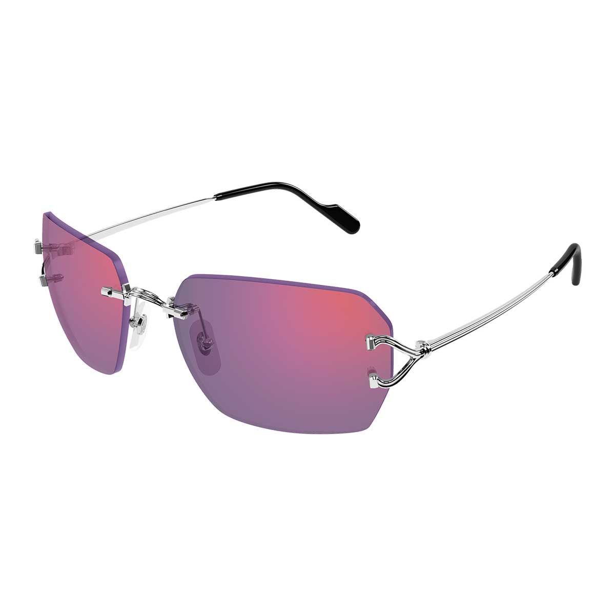 Cartier Occhiali da Sole CT0664S 003 Argento/Viola Unisex 2
