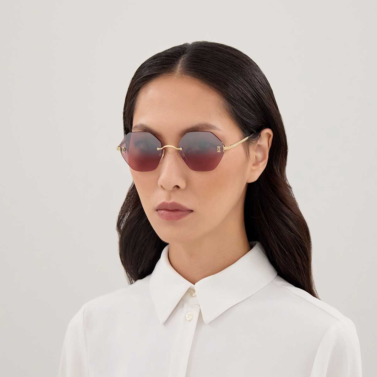 Cartier Occhiali da Sole CT0671S 003 Oro/Rosso Donna 4