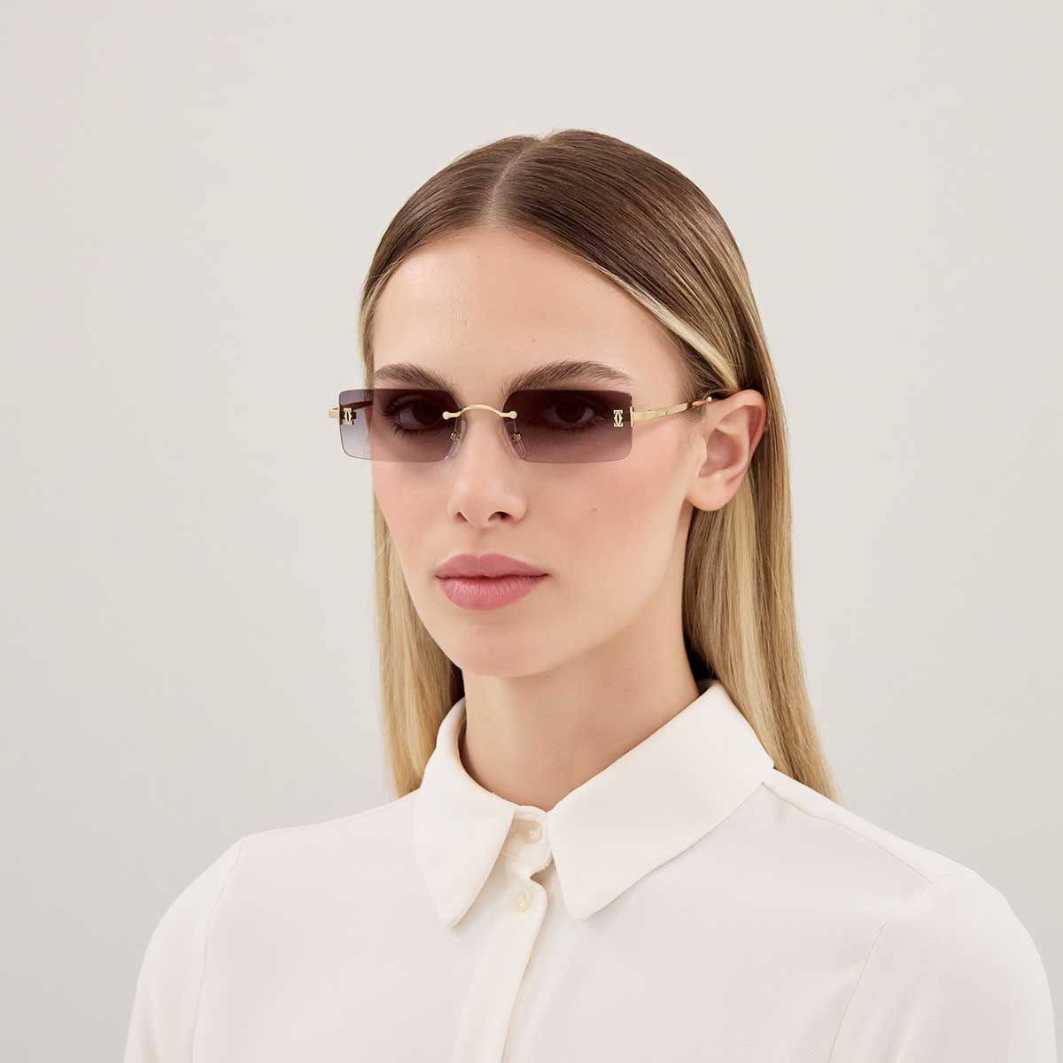 Cartier Occhiali da Sole CT0672S 001 Oro/Grigio Unisex 4
