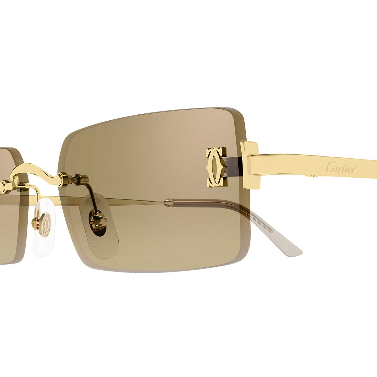 Cartier Occhiali da Sole CT0672S 003 Oro/Marrone Unisex 3