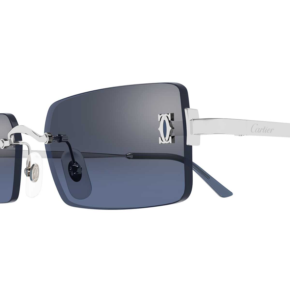 Cartier Occhiali da Sole CT0672S 006 Argento/Blu Unisex 3