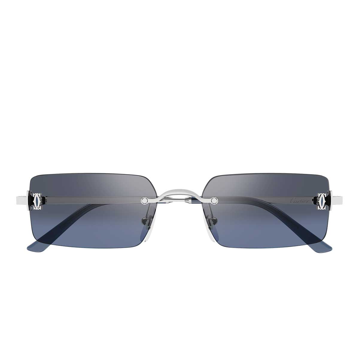 Cartier Occhiali da Sole CT0672S 006 Argento/Blu Unisex