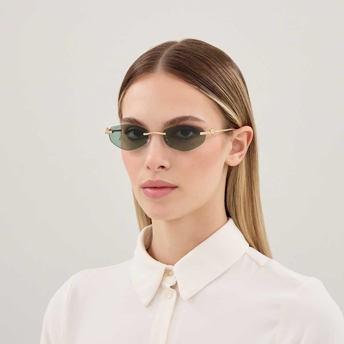 Cartier Occhiali da Sole CT0675S 003 Oro/Verde Unisex