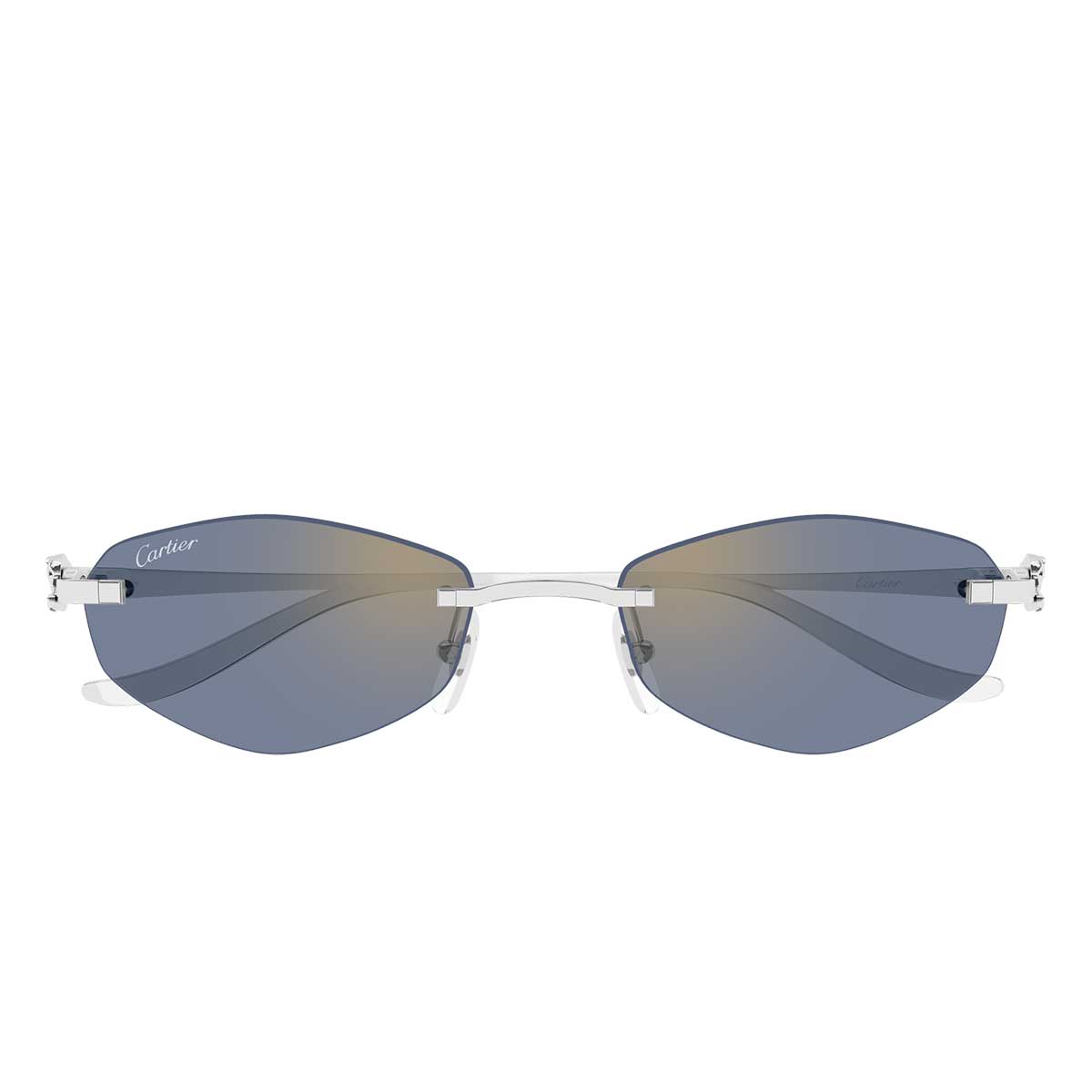 Cartier Occhiali da Sole CT0675S 005 Argento/Azzurro Unisex