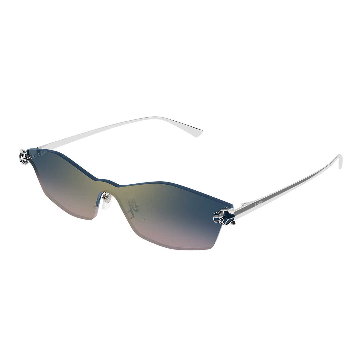 Cartier Occhiali da Sole CT0678S 003 Argento/Blu Unisex