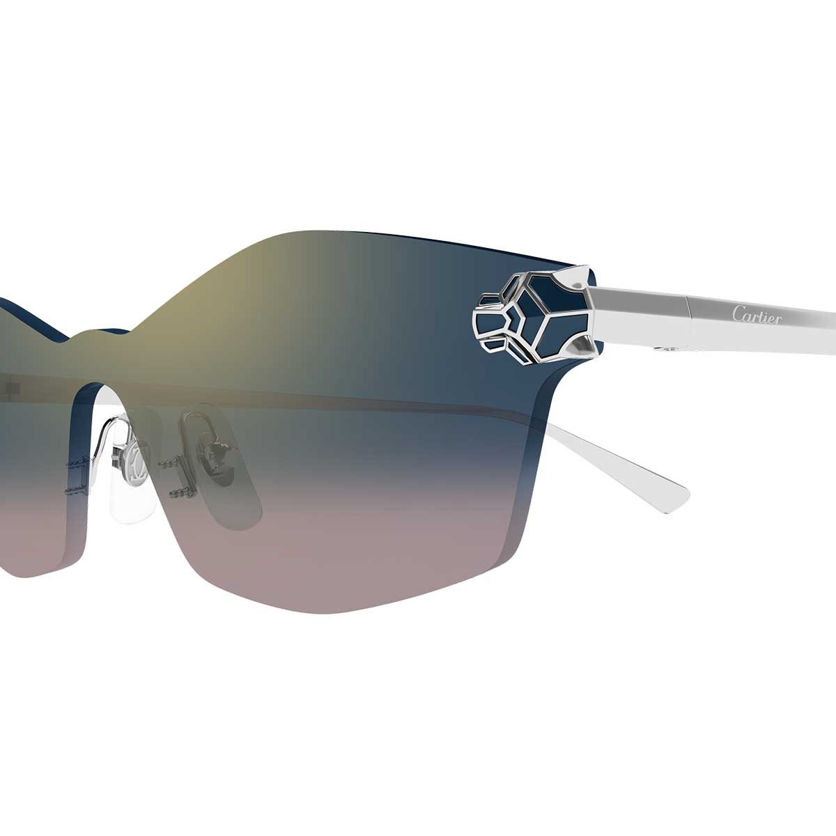 Cartier Occhiali da Sole CT0678S 003 Argento/Blu Unisex