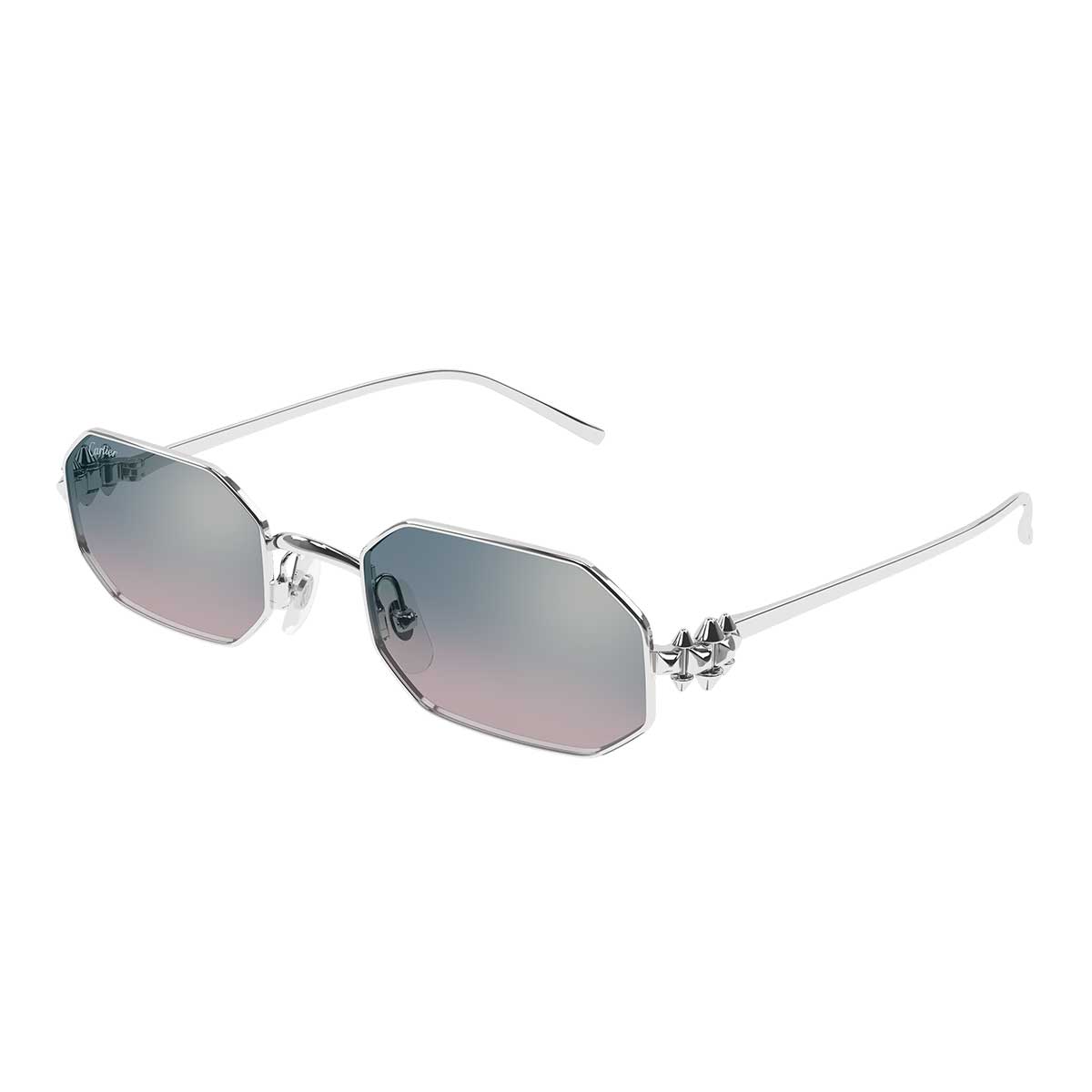 Cartier Occhiali da Sole CT0682S 009 Argento/Azzurro Unisex