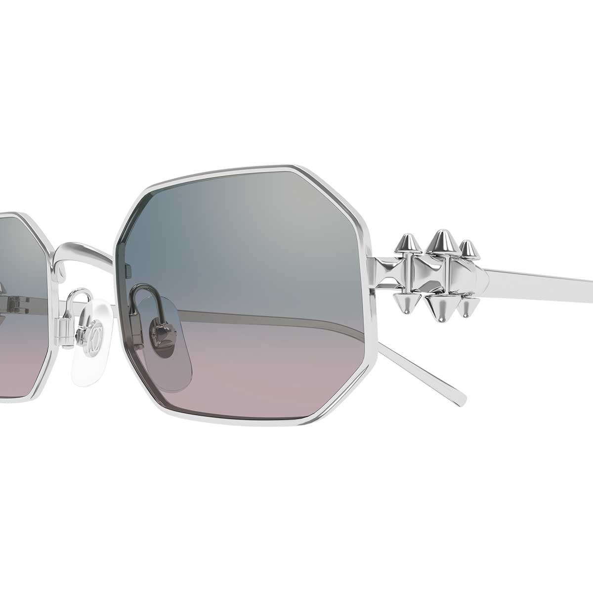 Cartier Occhiali da Sole CT0682S 009 Argento/Azzurro Unisex
