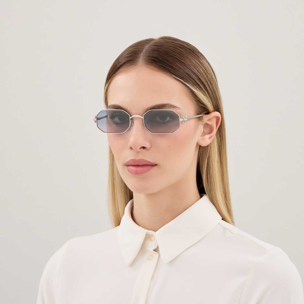 Cartier Occhiali da Sole CT0682S 009 Argento/Azzurro Unisex