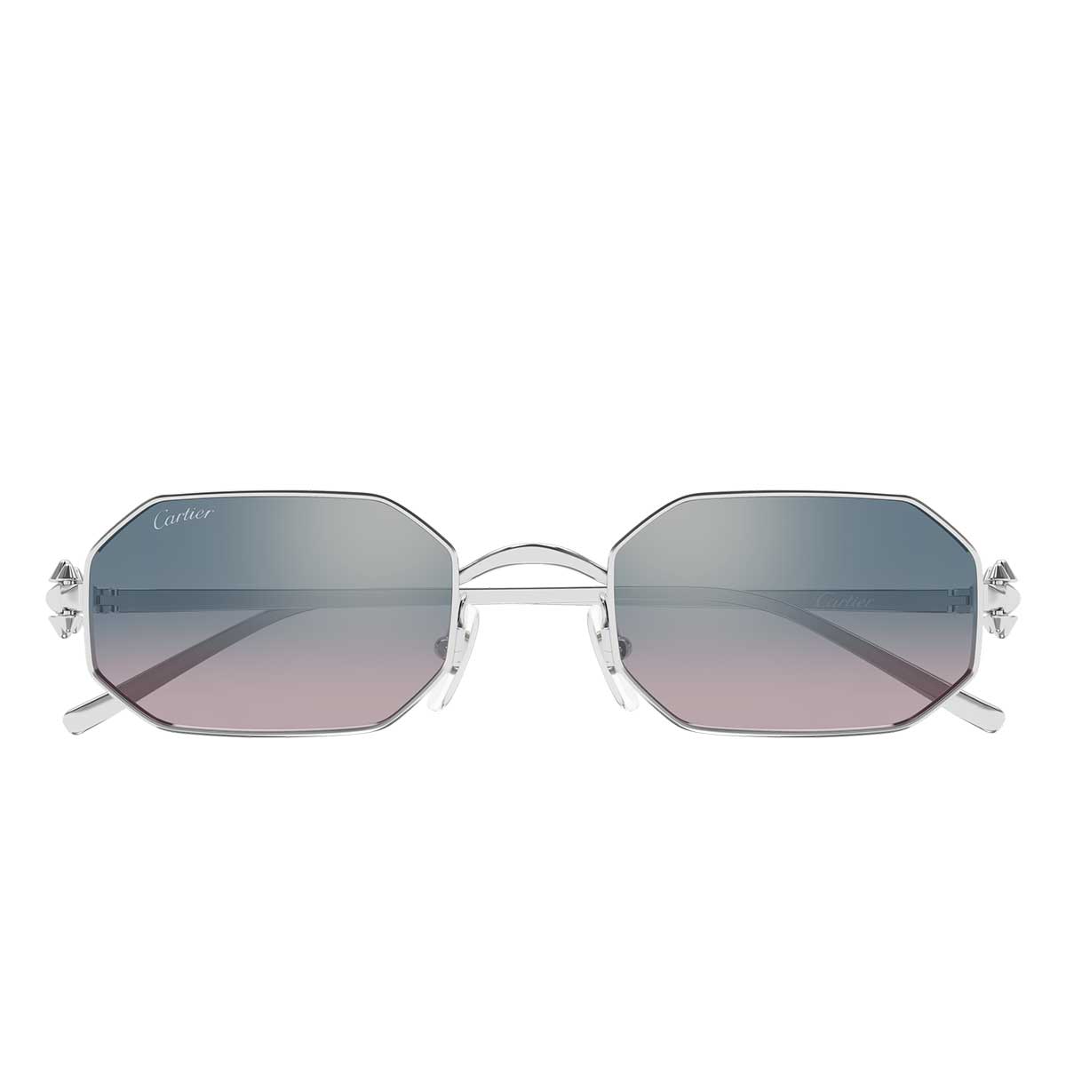 Cartier Occhiali da Sole CT0682S 009 Argento/Azzurro Unisex