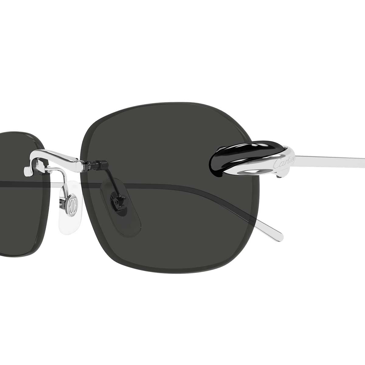Cartier Occhiali da Sole CT0686S 001 Argento/Grigio Unisex 3