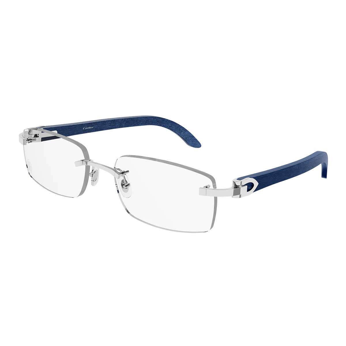 Cartier Occhiali da Vista CT0052O 007 ArgentoBlu/Trasparente Unisex 2