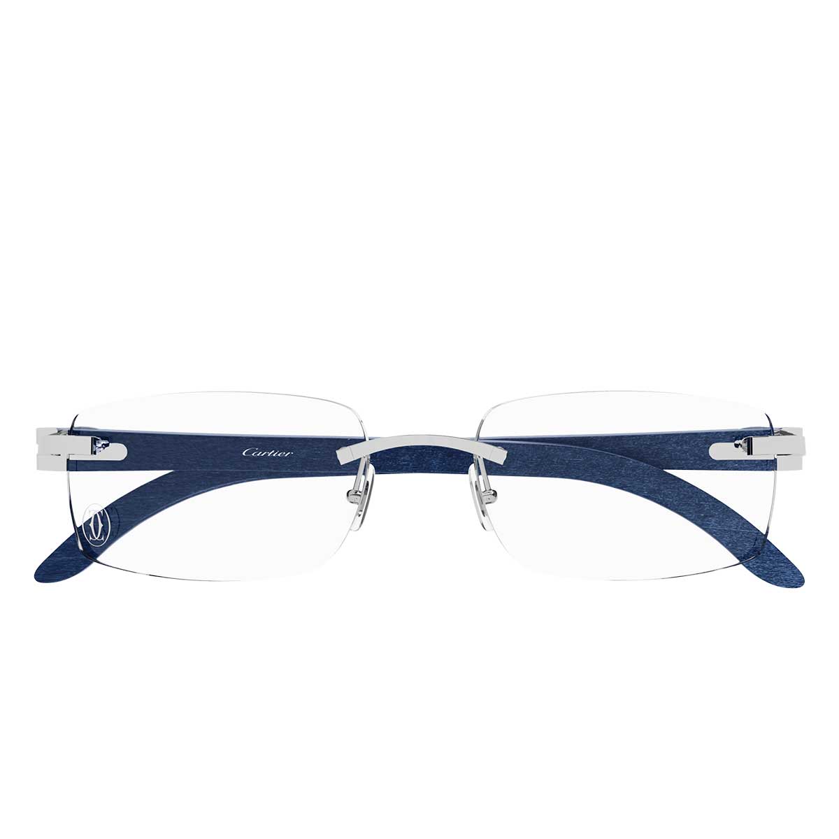 Cartier Occhiali da Vista CT0052O 007 ArgentoBlu/Trasparente Unisex