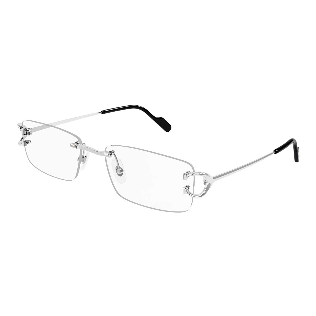 Cartier Occhiali da Vista CT0344O 004 Argento/Trasparente Uomo