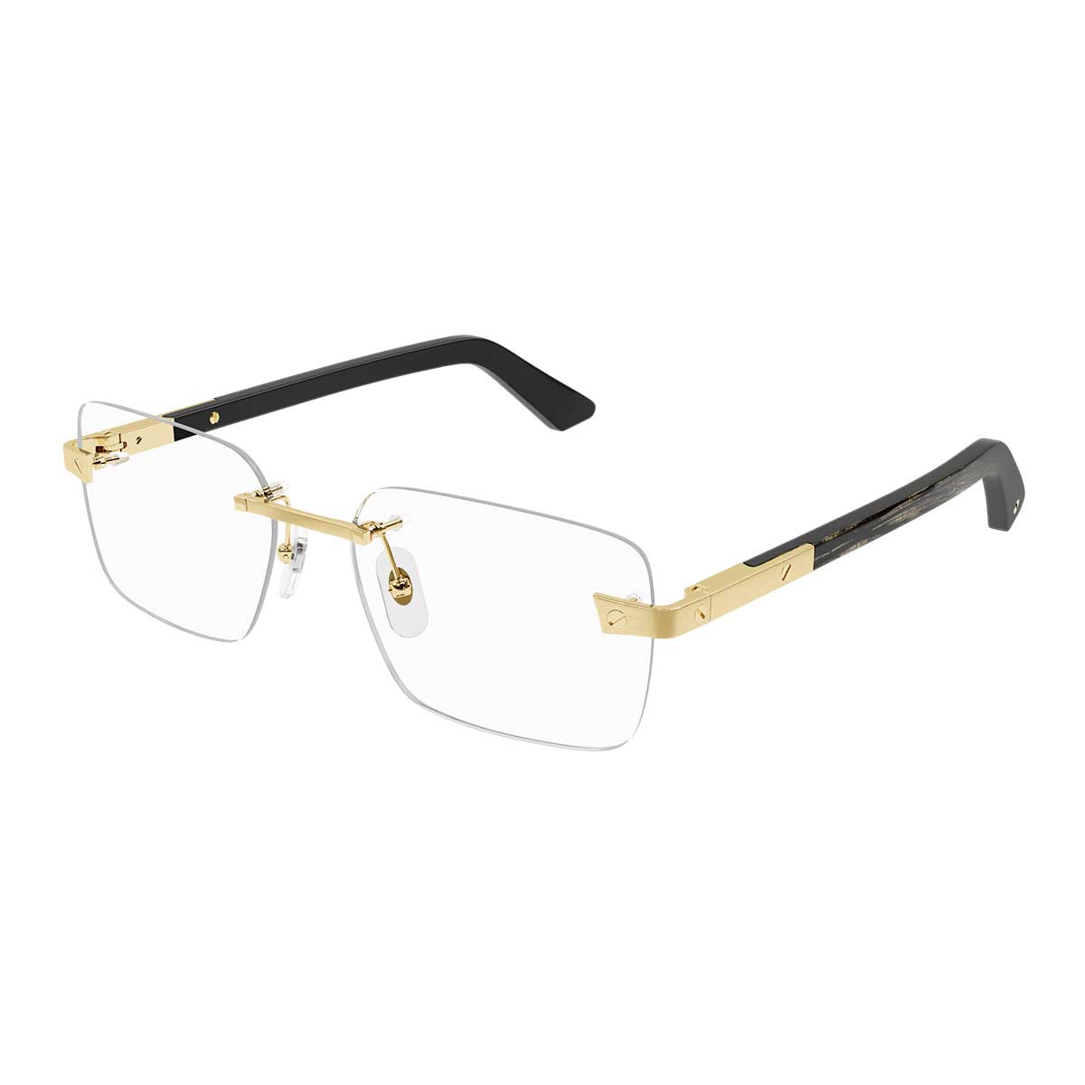 Cartier Occhiali da Vista CT0411O 001 OroNero/Trasparente Uomo