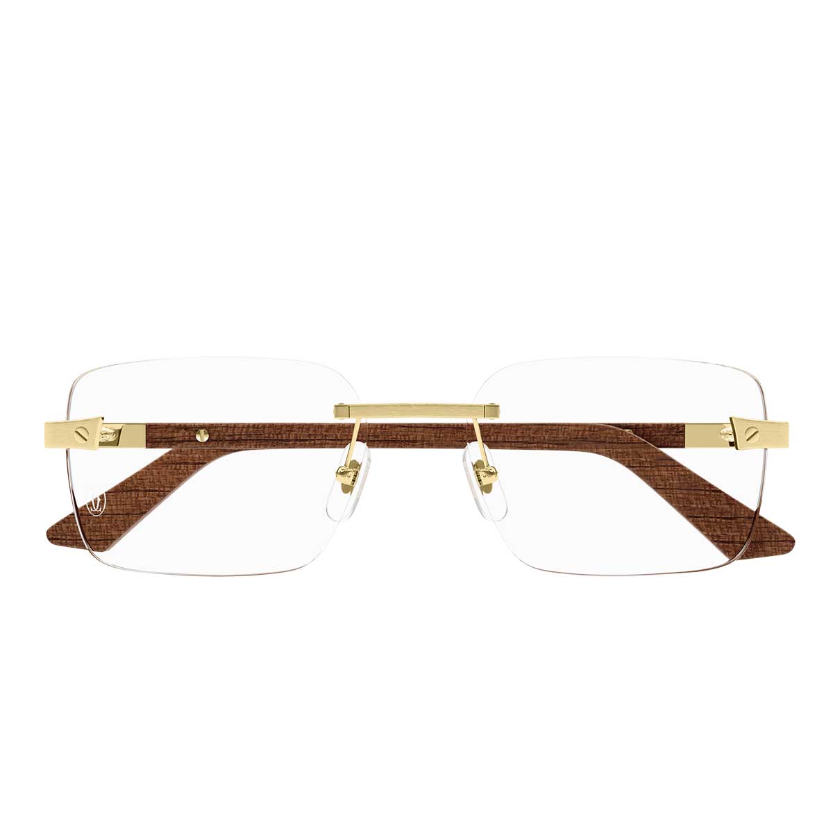 Cartier Occhiali da Vista CT0411O 002 OroMarrone/Trasparente Uomo
