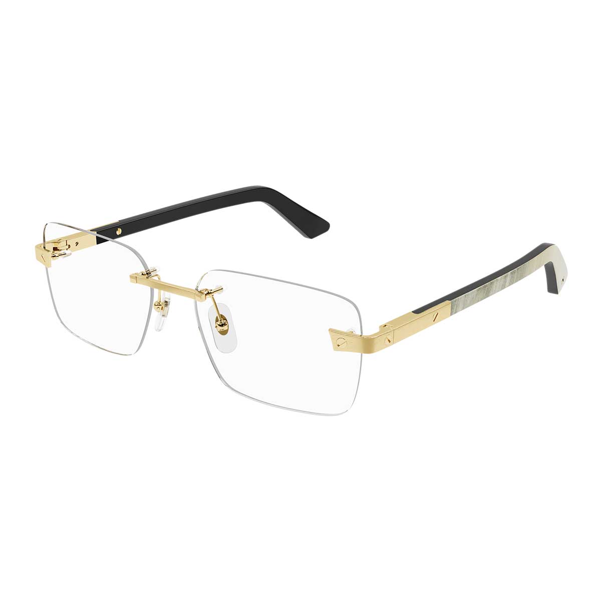 Cartier Occhiali da Vista CT0411O 003 OroBianco/Trasparente Uomo