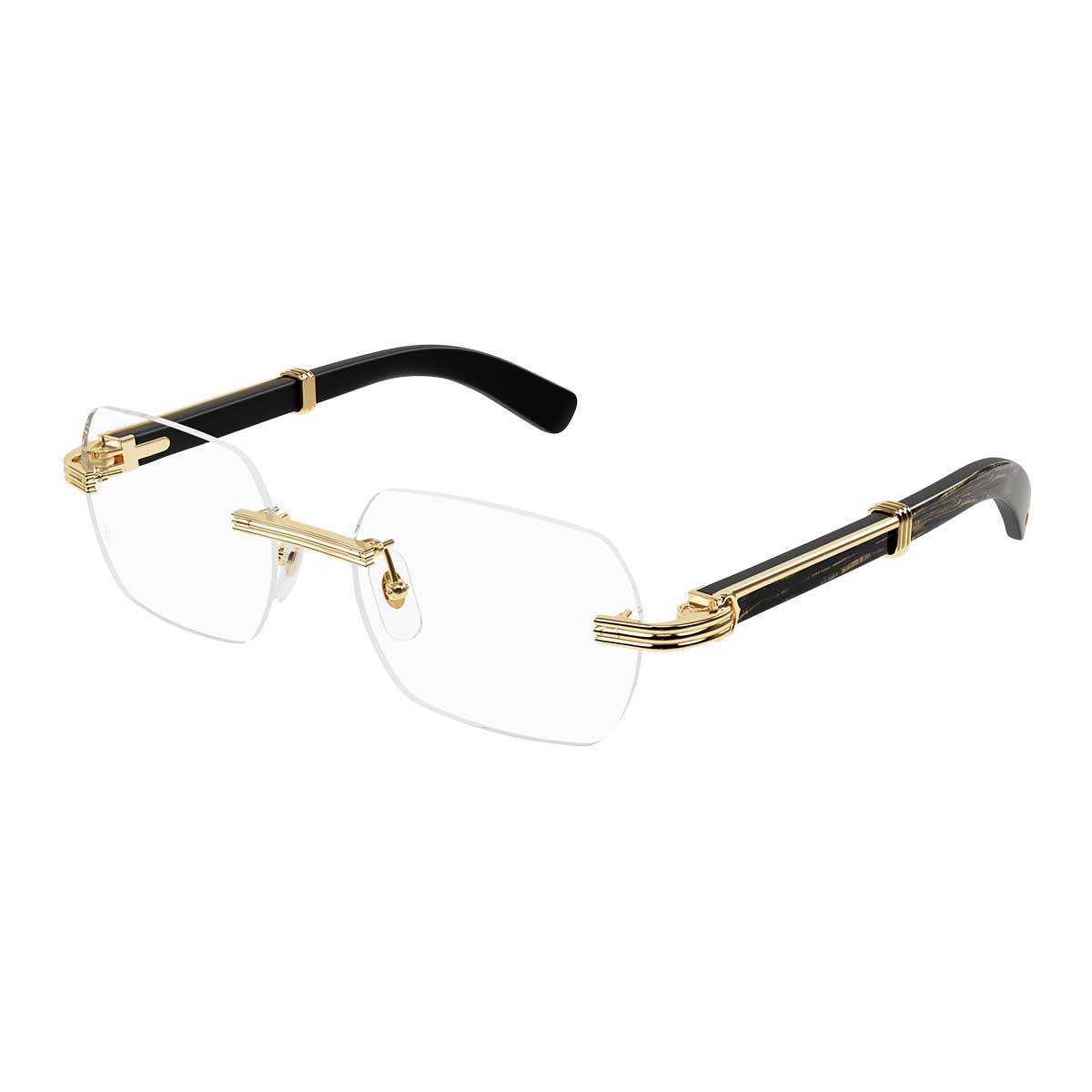 Cartier Occhiali da Vista CT0423O 001 OroNero/Trasparente Uomo