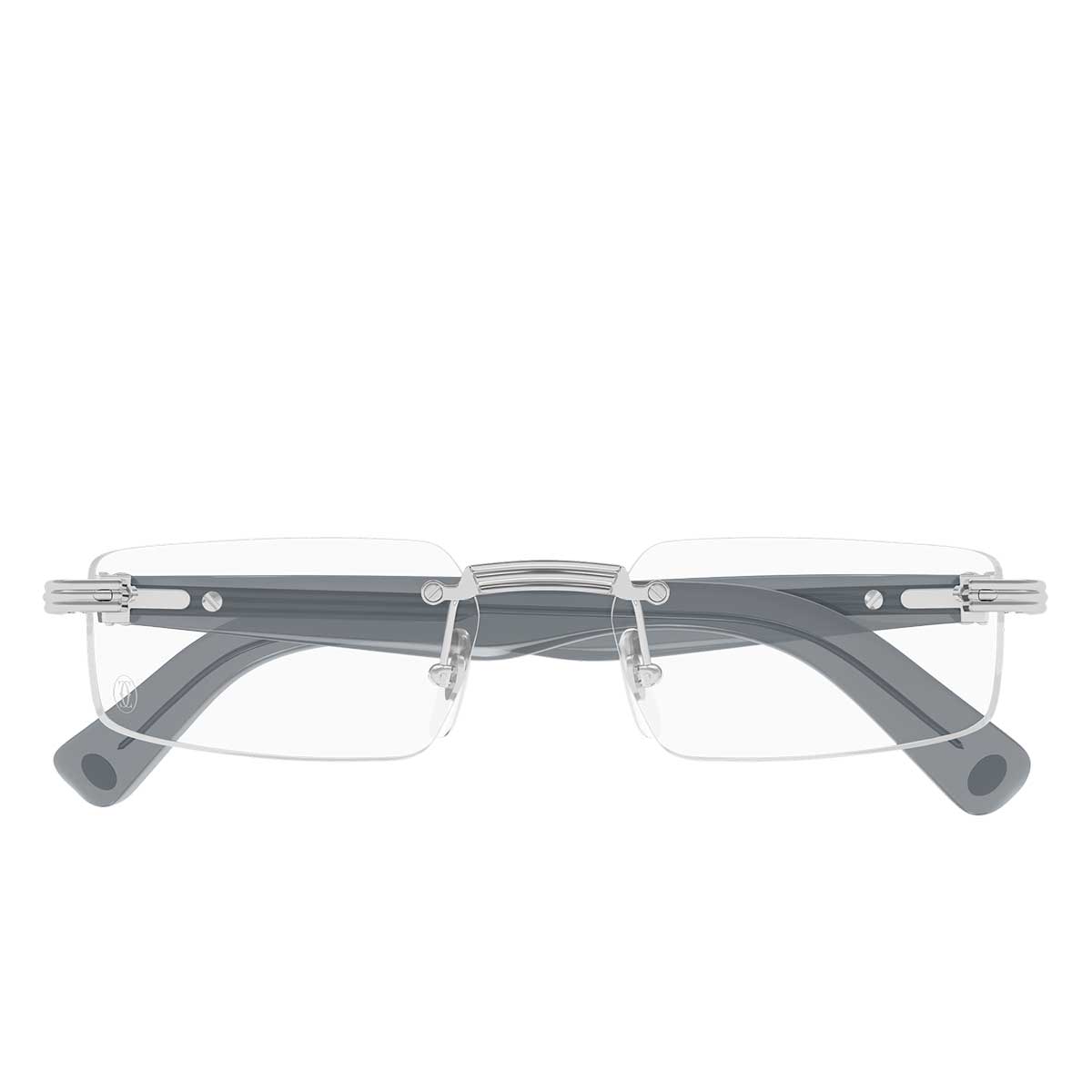 Cartier Occhiali da Vista CT0537O 003 ArgentoBlu/Trasparente Uomo