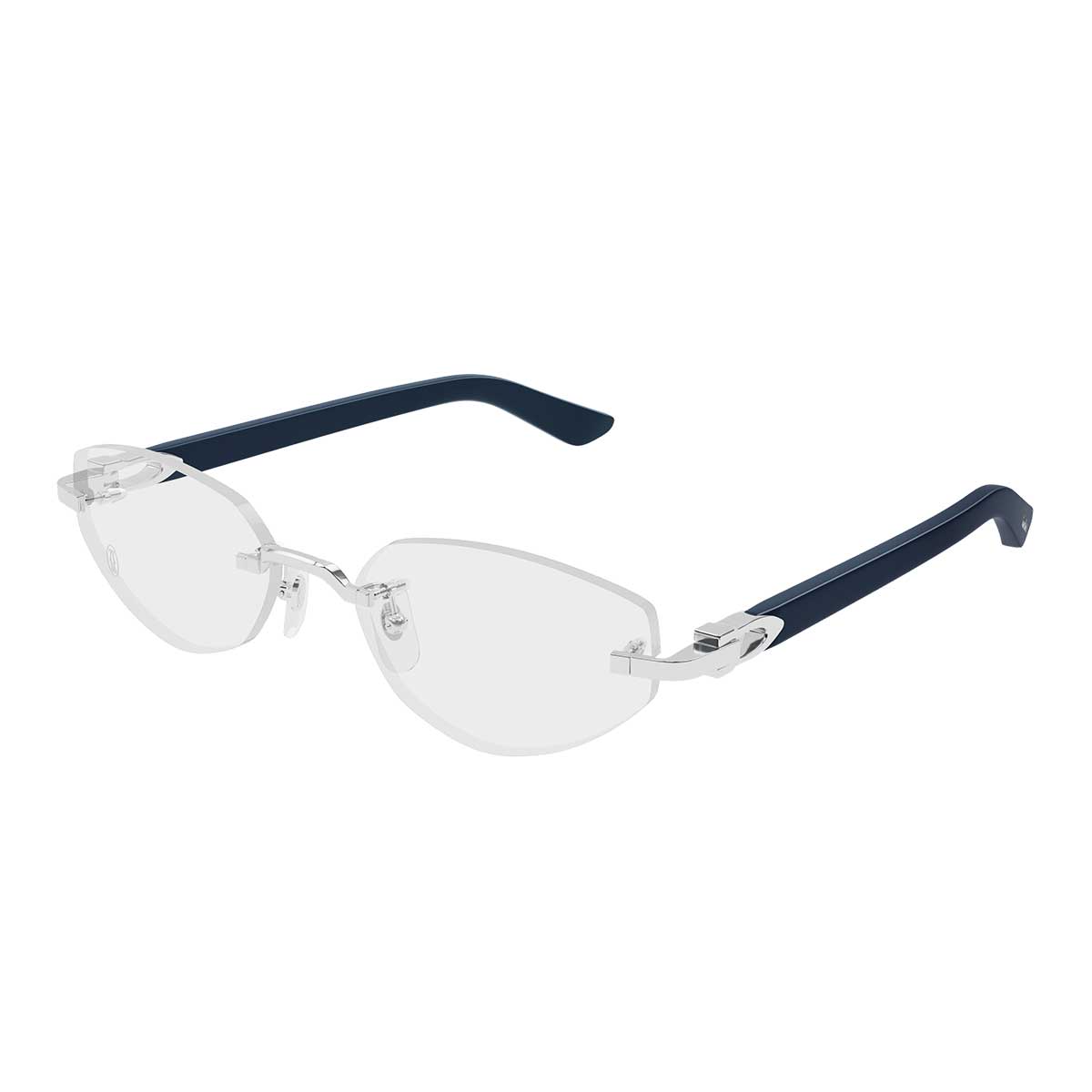Cartier Occhiali da Vista CT0609O 004 ArgentoBlu/Trasparente Donna