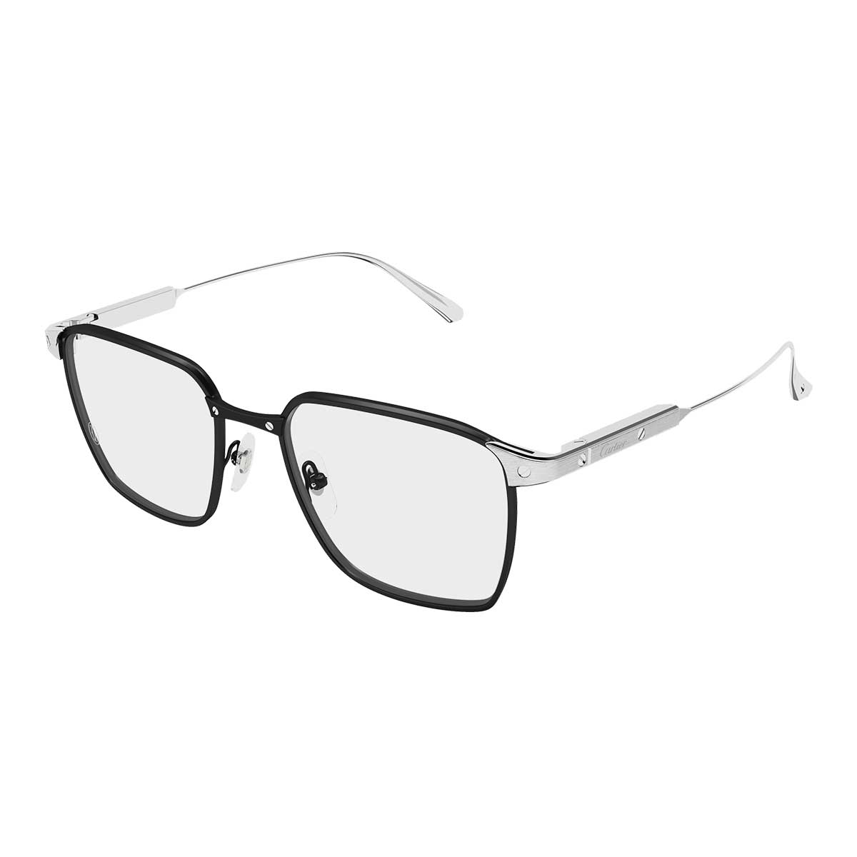 Cartier Occhiali da Vista CT0614O 001 NeroArgento/Trasparente Uomo