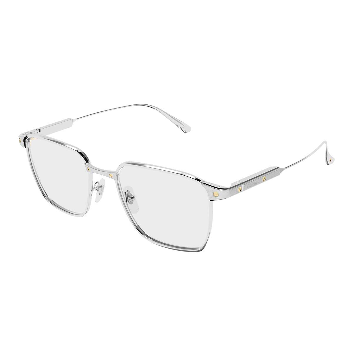 Cartier Occhiali da Vista CT0614O 004 Argento/Trasparente Uomo