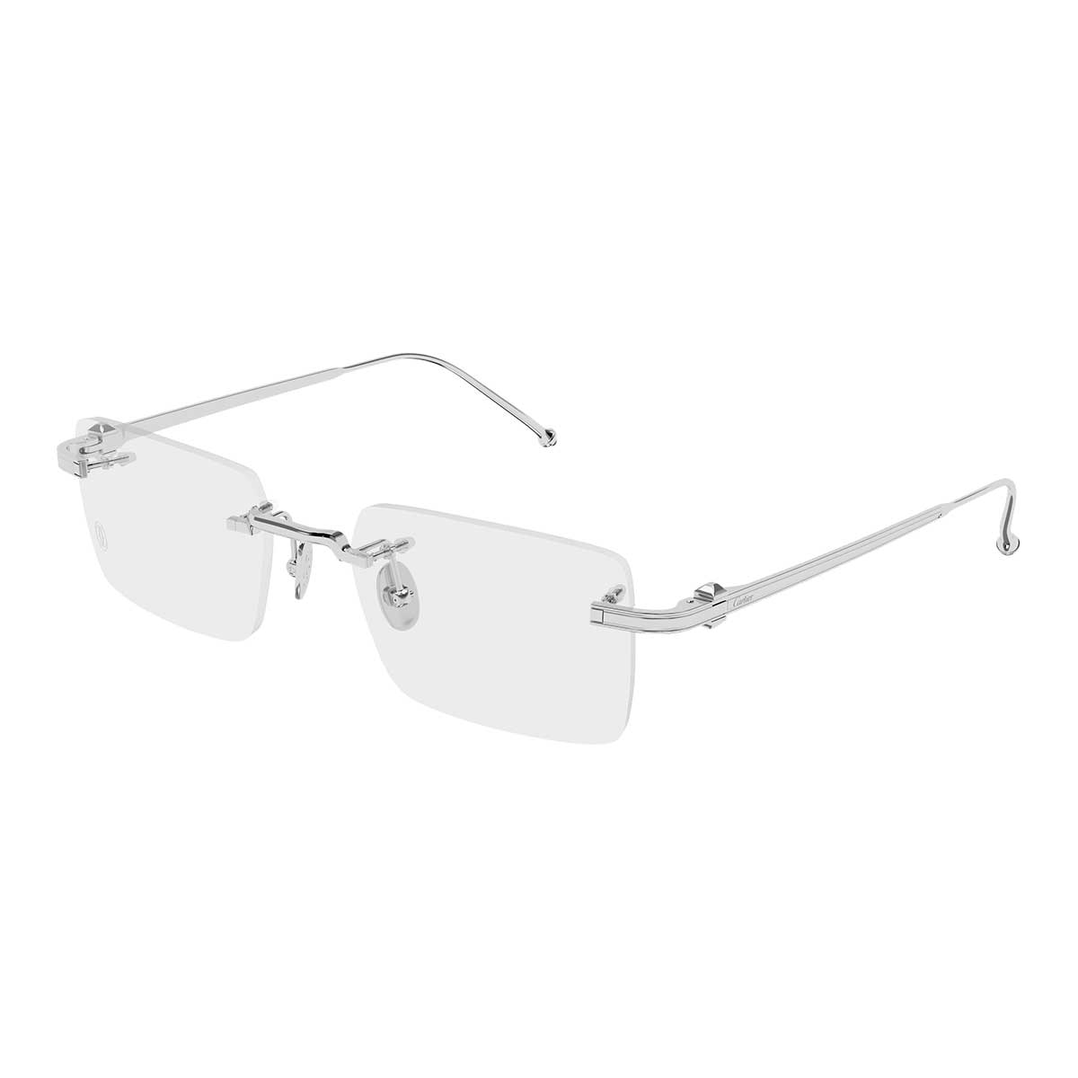 Cartier Occhiali da Vista CT0619O 002 Argento/Trasparente Uomo