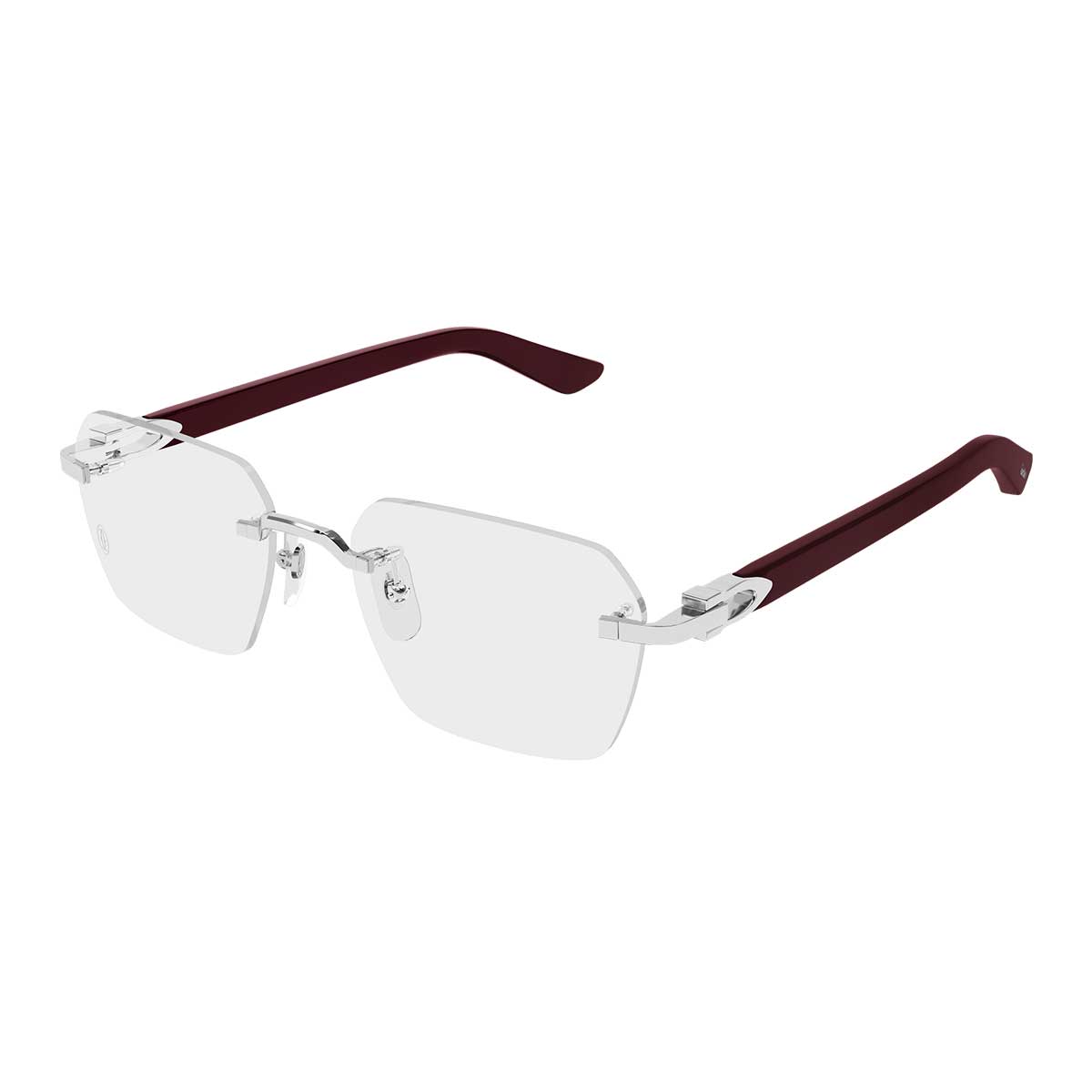 Cartier Occhiali da Vista CT0623O 002 ArgentoBurgundy/Trasparente Uomo