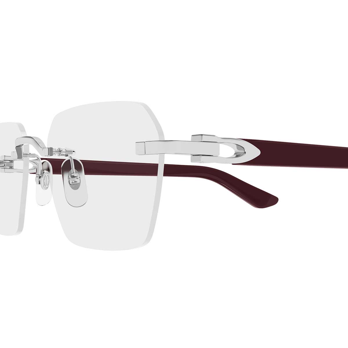 Cartier Occhiali da Vista CT0623O 002 ArgentoBurgundy/Trasparente Uomo