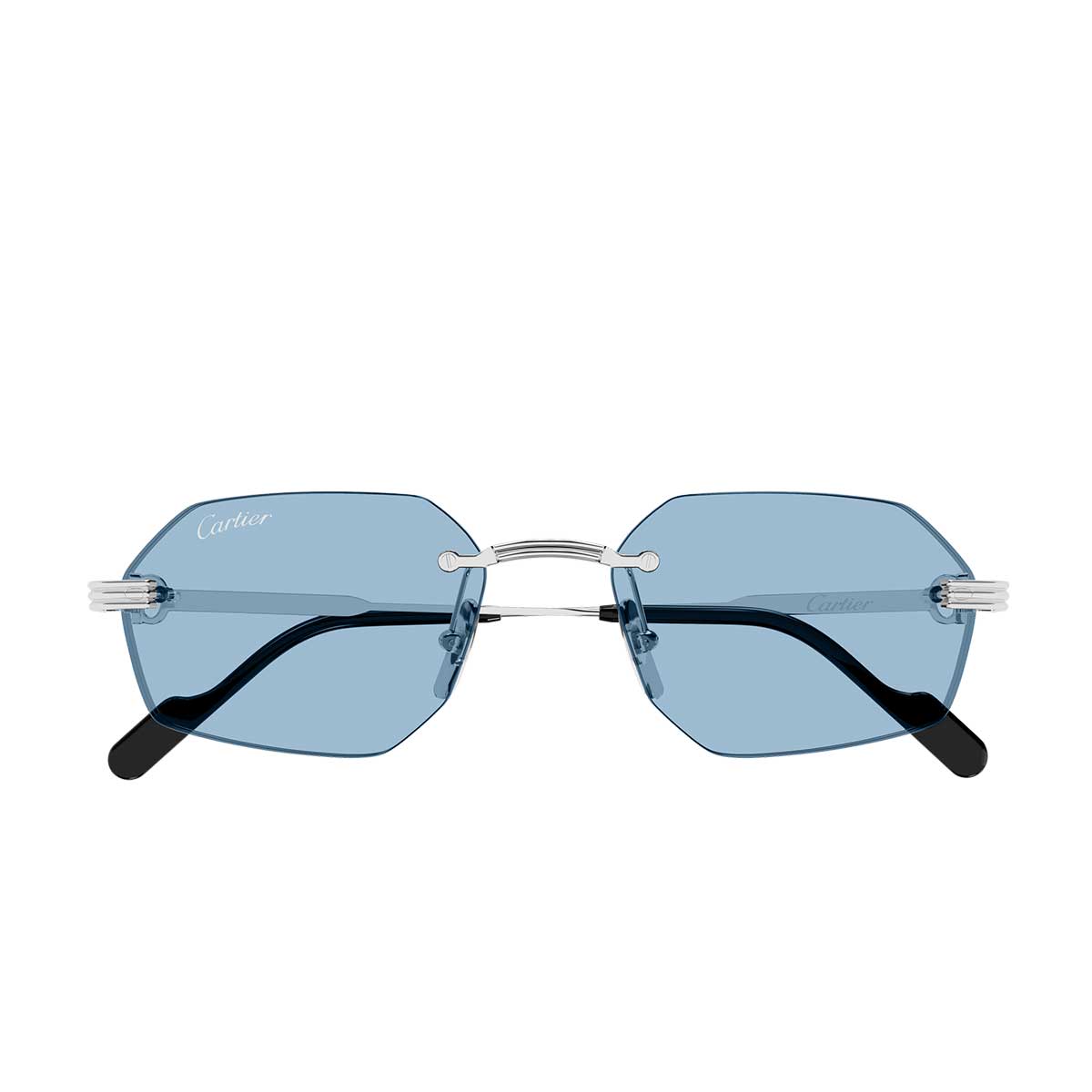 Cartier Occhiali da Sole CT0616S 005 Argento/Azzurro Uomo
