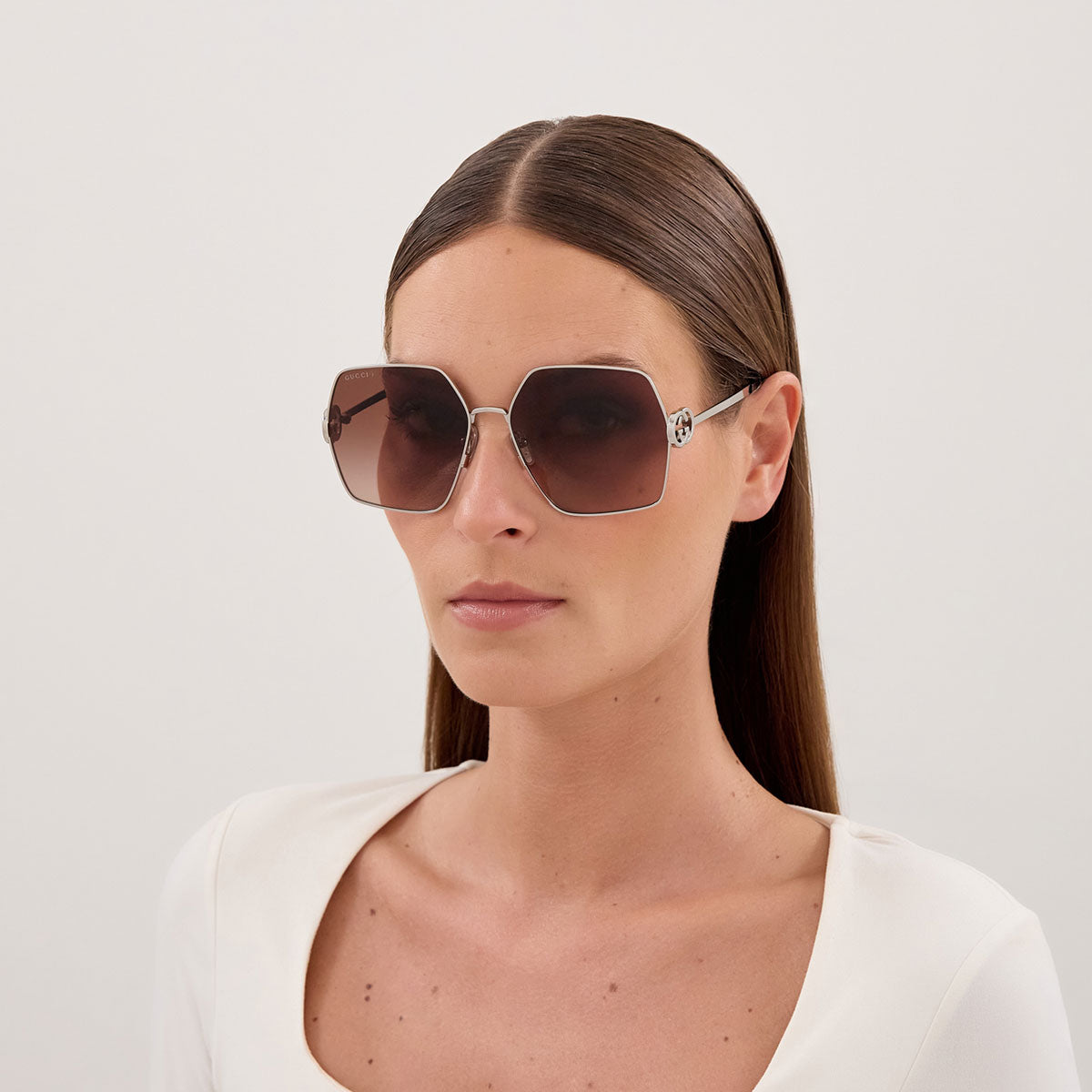 Gucci Occhiali da Sole GG2163S 003 Argento/Marrone Donna