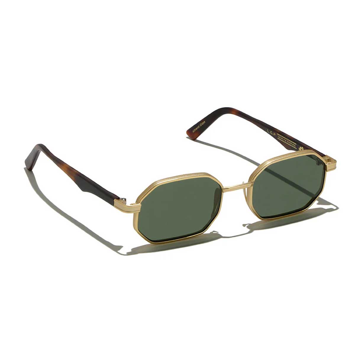 L.G.R. Occhiali da Sole Axum 6461 Oro Opaco Marrone Maculato 39/Verde G15