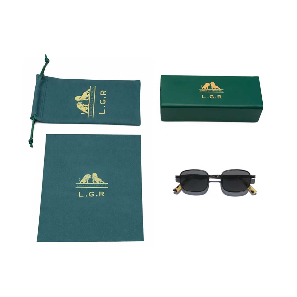 L.G.R. Occhiali da Sole Cactus 6814 Nero Marrone Tartarugato 23/Grigio