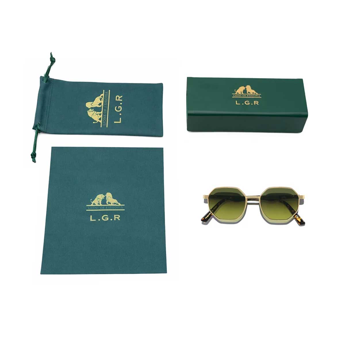 L.G.R. Occhiali da Sole Danakil 6692 Oro Marrone Scuro 09/Verde Sfumato Fotocromatici 4