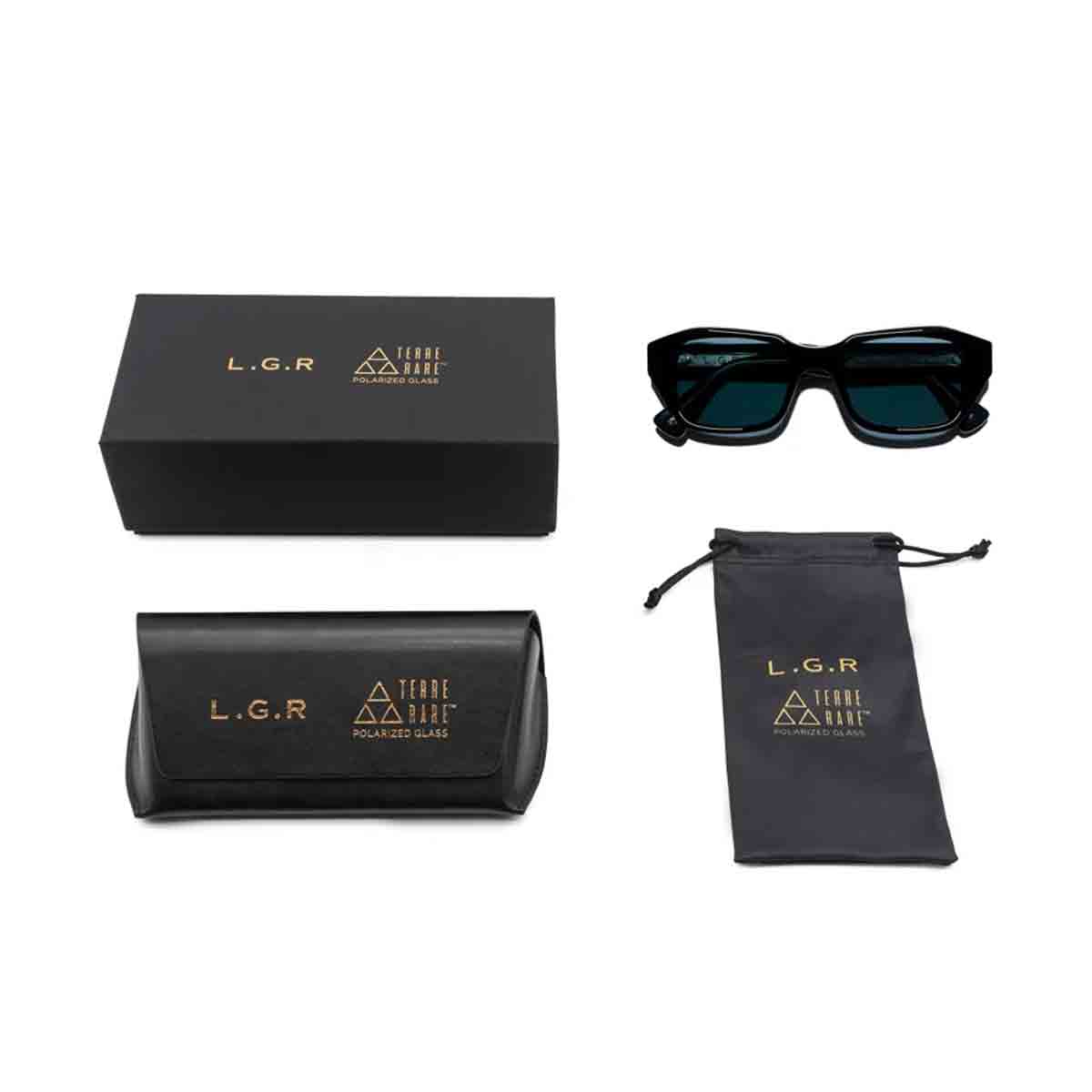 L.G.R. Occhiali da Sole Egypt 7018 Nero Argento 01D/Blu Notte Polarizzati