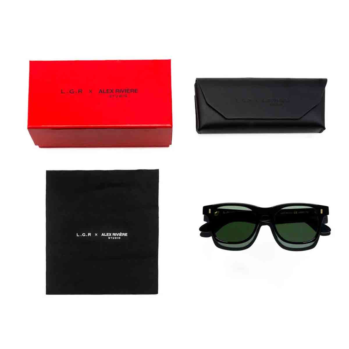 L.G.R. Occhiali da Sole Jambo 7281 Nero Oro 01/Verde Scuro 6