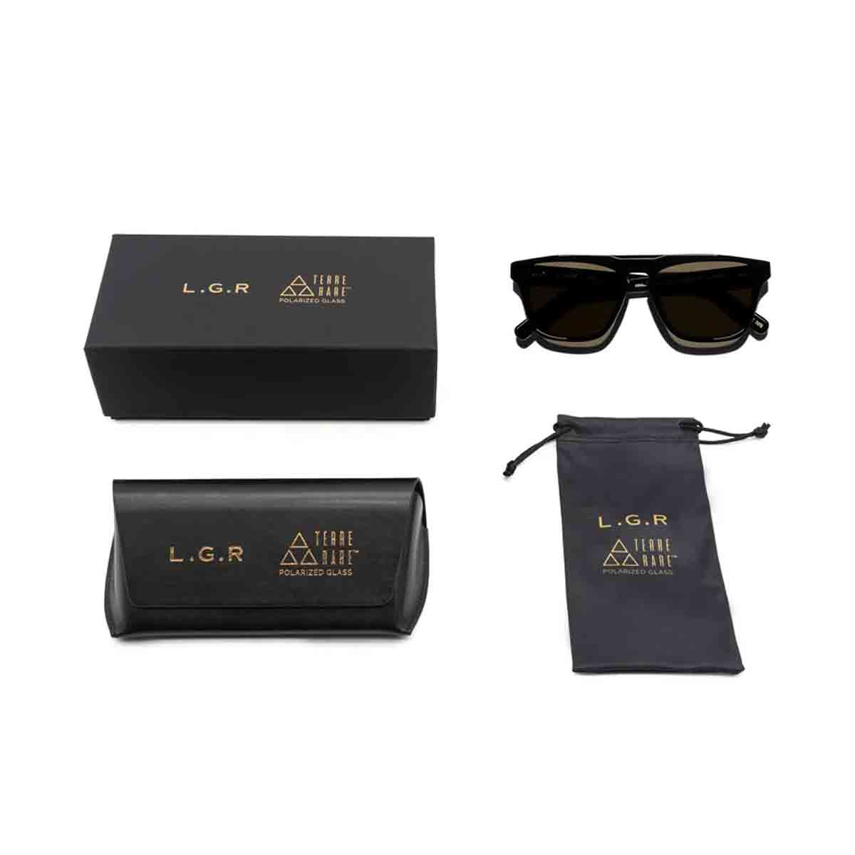 L.G.R. Occhiali da Sole Luanda II 7076 Nero 01/Marrone Polarizzati