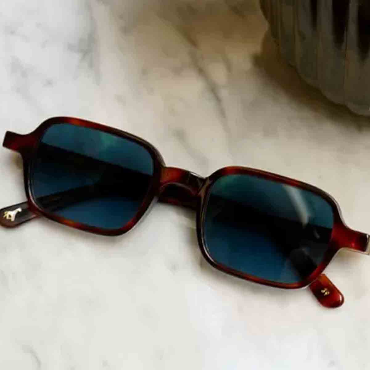 L.G.R. Occhiali da Sole Marrakech Marrone Maculato 39/Blu Sfumato HD